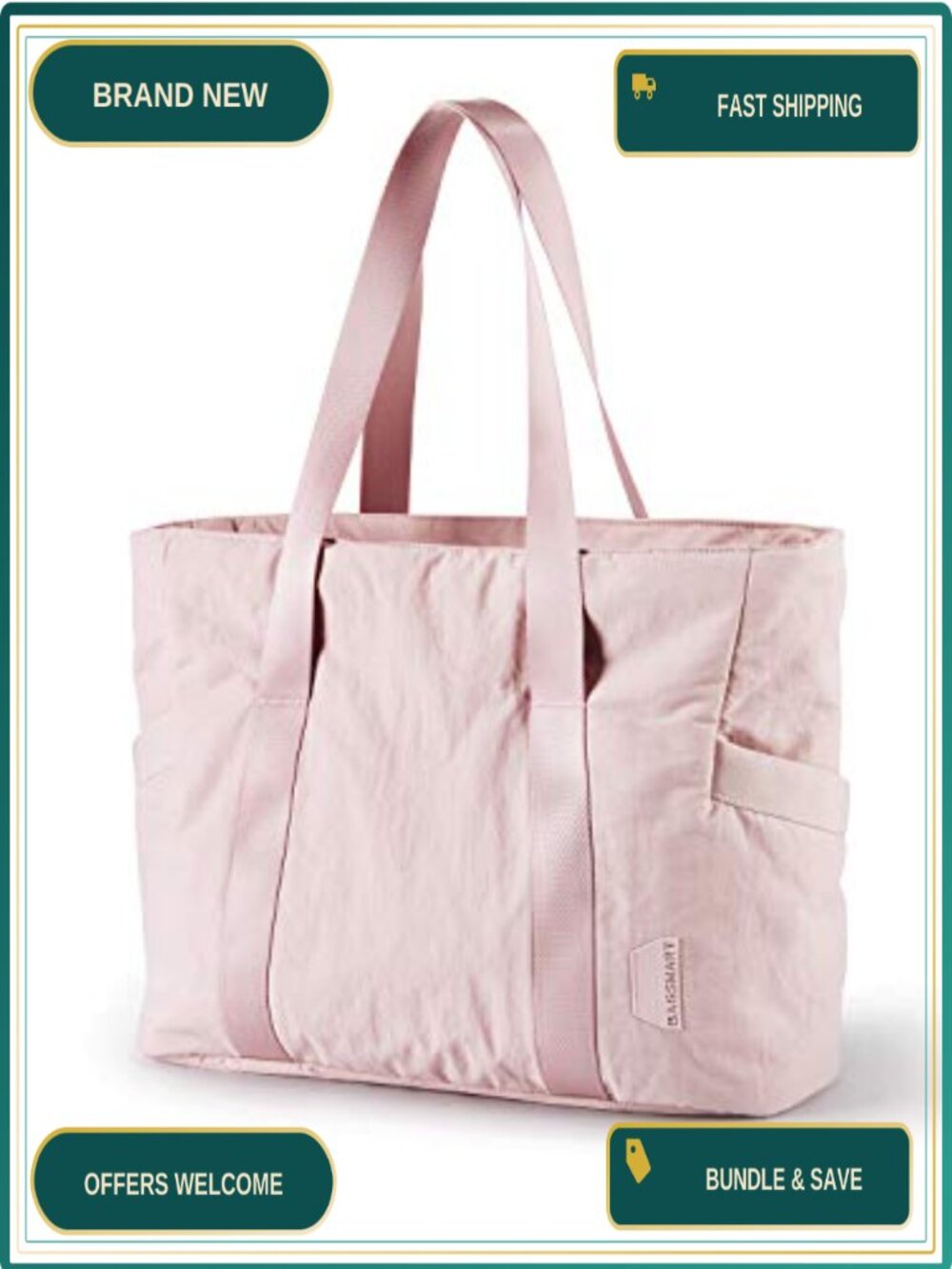 BAGSMART Gym Tote Bag Women 24L Travel Tote Yoga Mat Strap Laptop Sleeve